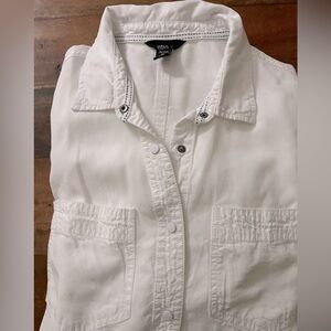 Intro Women's White Cotton Western style blouse - Size Petite Large